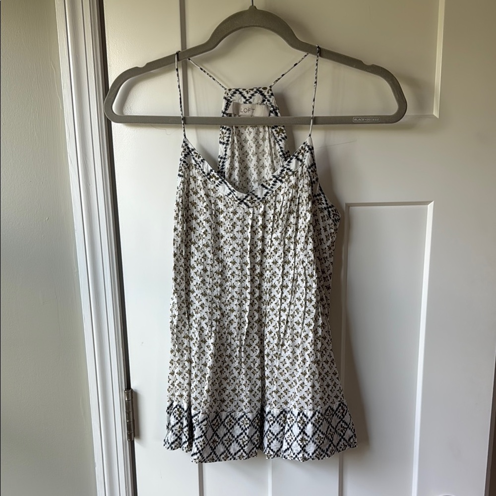 LOFT Black and White Geometric Print Tank Top